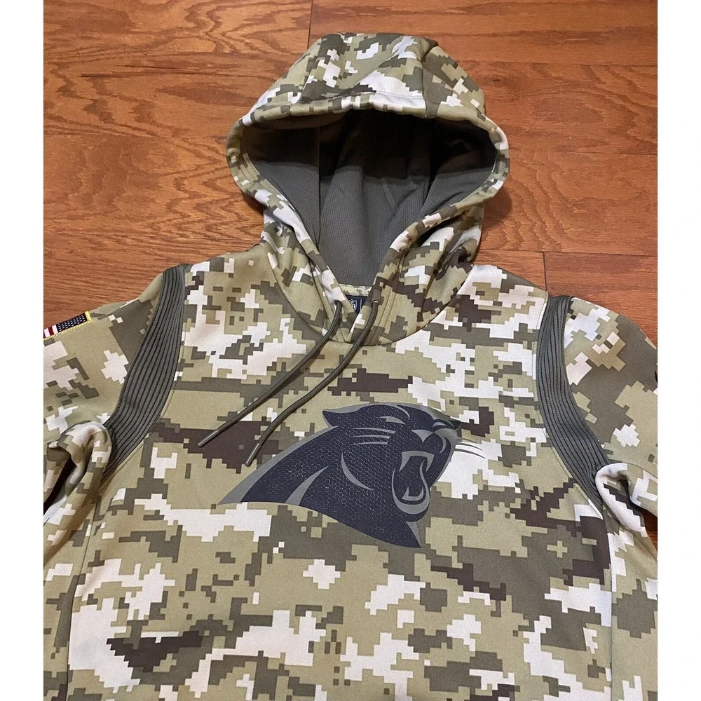 Carolina‎ Panthers Nike Salute To Service Hoodie Mens Medium Green Digital Camo